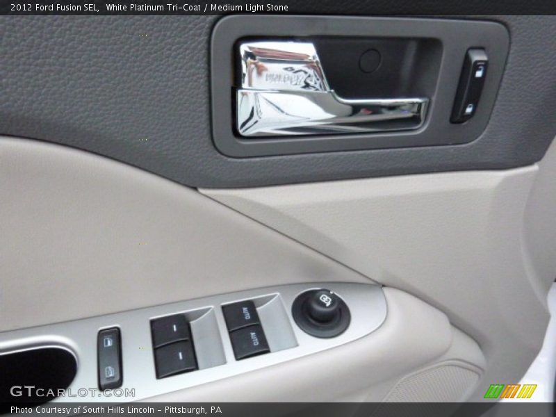 White Platinum Tri-Coat / Medium Light Stone 2012 Ford Fusion SEL