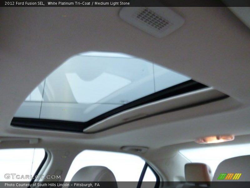 White Platinum Tri-Coat / Medium Light Stone 2012 Ford Fusion SEL