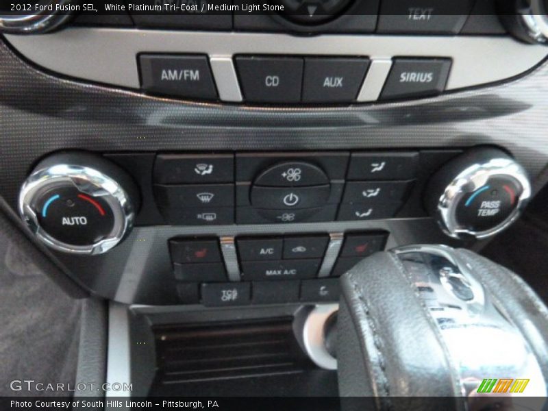 White Platinum Tri-Coat / Medium Light Stone 2012 Ford Fusion SEL