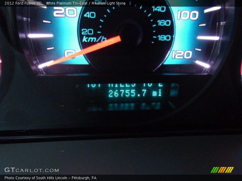 White Platinum Tri-Coat / Medium Light Stone 2012 Ford Fusion SEL