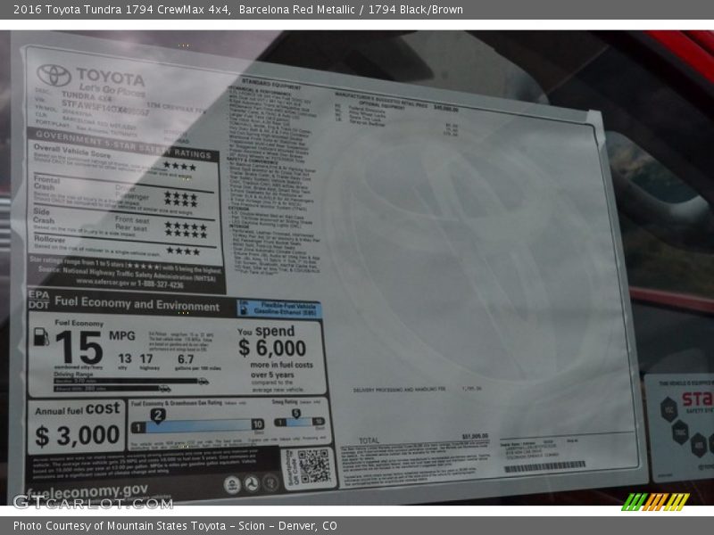 Barcelona Red Metallic / 1794 Black/Brown 2016 Toyota Tundra 1794 CrewMax 4x4