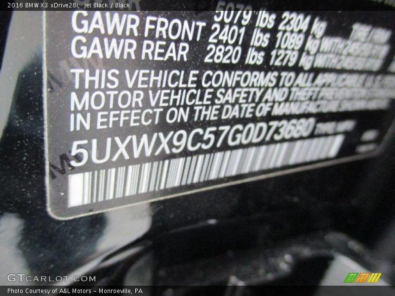 Jet Black / Black 2016 BMW X3 xDrive28i