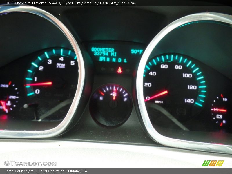 Cyber Gray Metallic / Dark Gray/Light Gray 2012 Chevrolet Traverse LS AWD