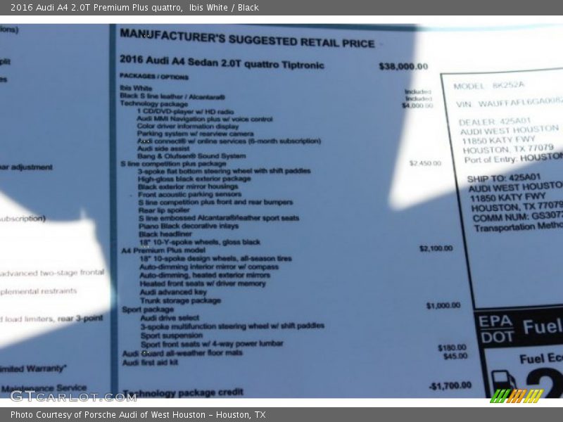 Ibis White / Black 2016 Audi A4 2.0T Premium Plus quattro