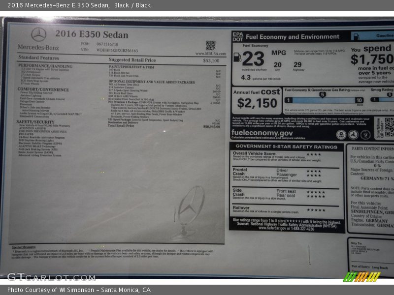 Black / Black 2016 Mercedes-Benz E 350 Sedan