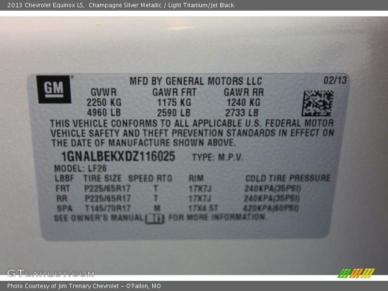 Champagne Silver Metallic / Light Titanium/Jet Black 2013 Chevrolet Equinox LS