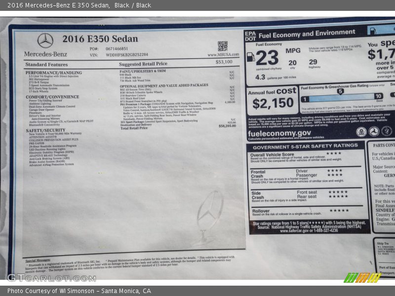 Black / Black 2016 Mercedes-Benz E 350 Sedan