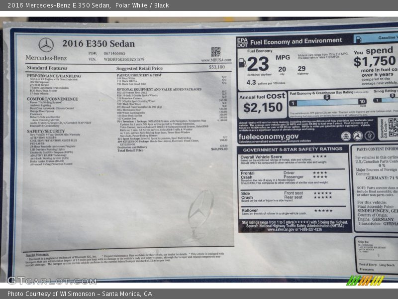 Polar White / Black 2016 Mercedes-Benz E 350 Sedan