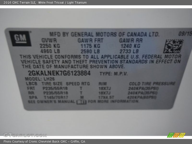 White Frost Tricoat / Light Titanium 2016 GMC Terrain SLE
