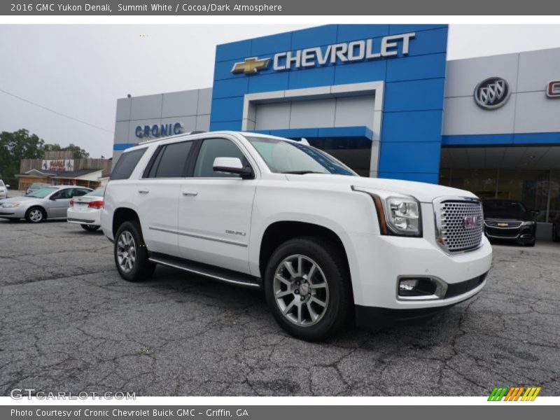 Summit White / Cocoa/Dark Atmosphere 2016 GMC Yukon Denali