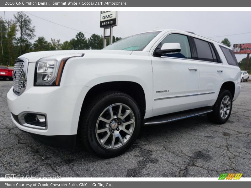Summit White / Cocoa/Dark Atmosphere 2016 GMC Yukon Denali