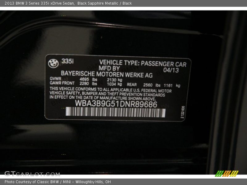 Black Sapphire Metallic / Black 2013 BMW 3 Series 335i xDrive Sedan