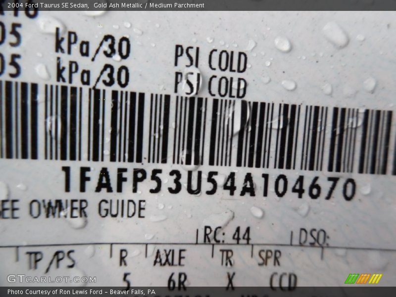 Gold Ash Metallic / Medium Parchment 2004 Ford Taurus SE Sedan