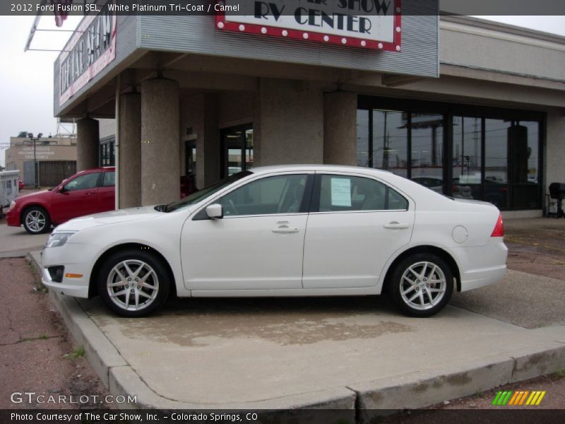 White Platinum Tri-Coat / Camel 2012 Ford Fusion SEL