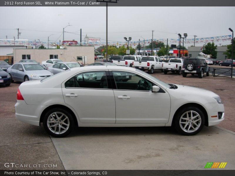 White Platinum Tri-Coat / Camel 2012 Ford Fusion SEL