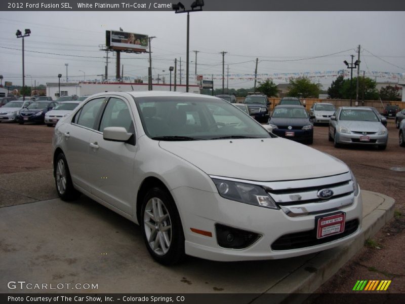 White Platinum Tri-Coat / Camel 2012 Ford Fusion SEL