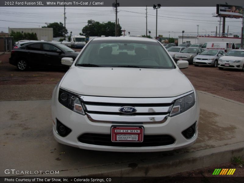 White Platinum Tri-Coat / Camel 2012 Ford Fusion SEL