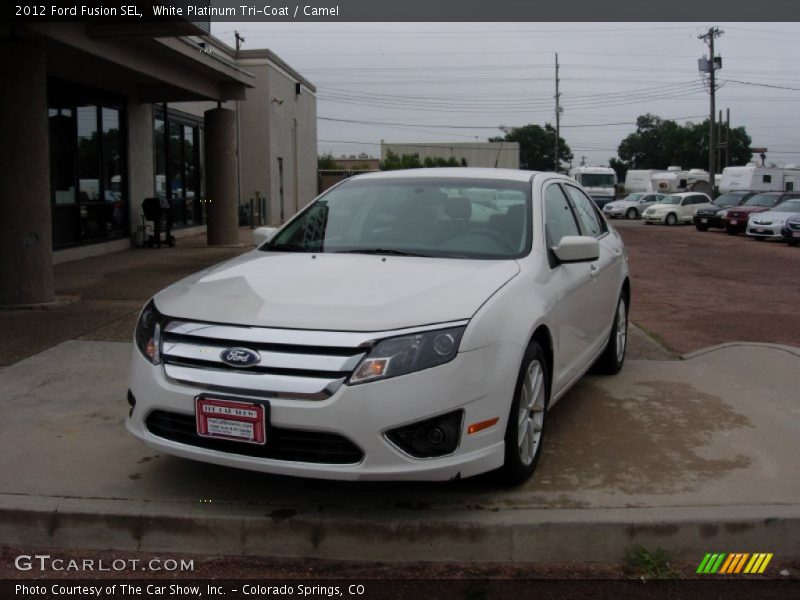 White Platinum Tri-Coat / Camel 2012 Ford Fusion SEL