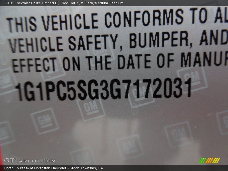 Red Hot / Jet Black/Medium Titanium 2016 Chevrolet Cruze Limited LS