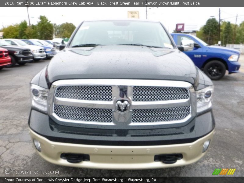 Black Forest Green Pearl / Canyon Brown/Light Frost Beige 2016 Ram 1500 Laramie Longhorn Crew Cab 4x4