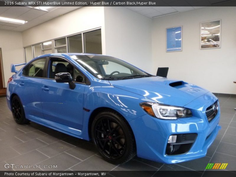 Front 3/4 View of 2016 WRX STI HyperBlue Limited Edition