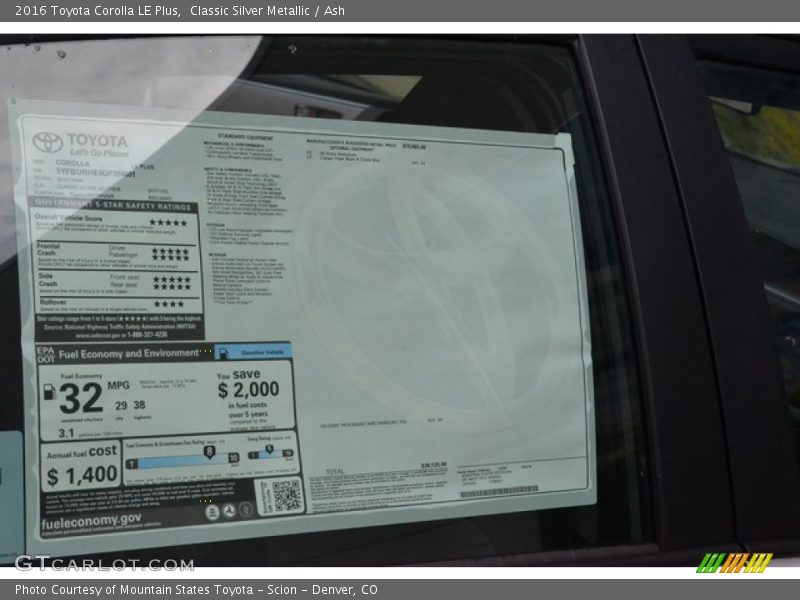 Classic Silver Metallic / Ash 2016 Toyota Corolla LE Plus