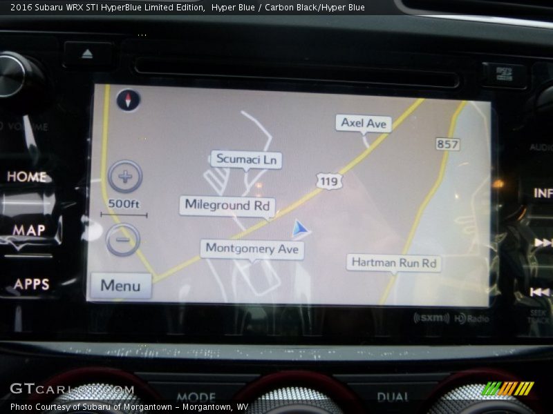 Navigation of 2016 WRX STI HyperBlue Limited Edition