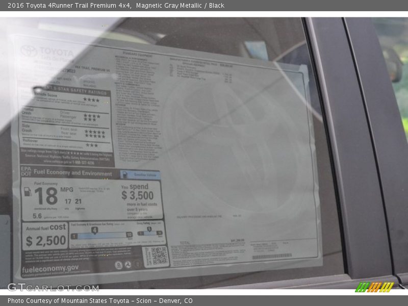Magnetic Gray Metallic / Black 2016 Toyota 4Runner Trail Premium 4x4