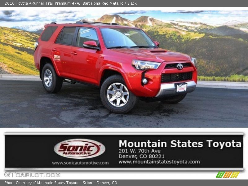 Barcelona Red Metallic / Black 2016 Toyota 4Runner Trail Premium 4x4