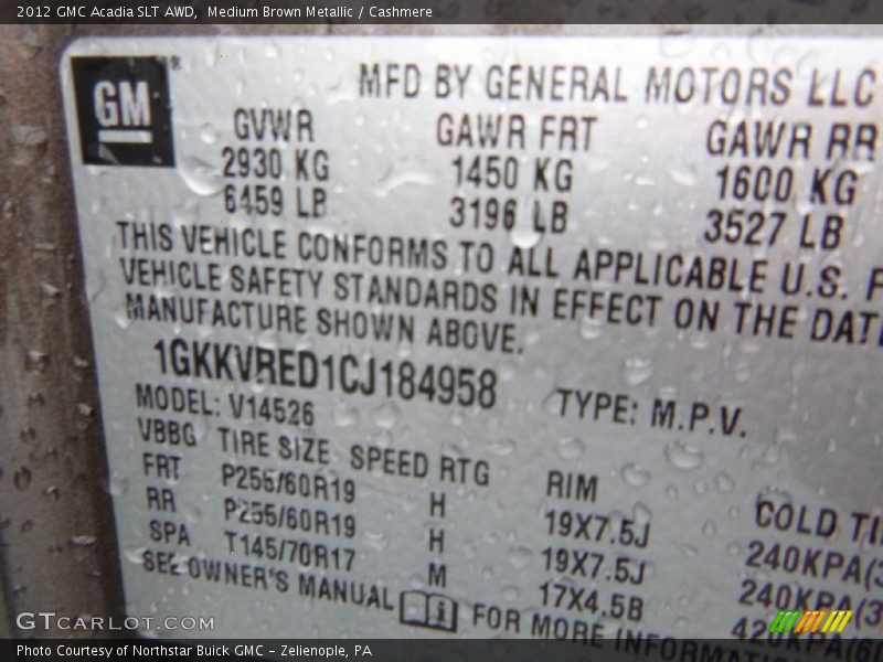 Medium Brown Metallic / Cashmere 2012 GMC Acadia SLT AWD