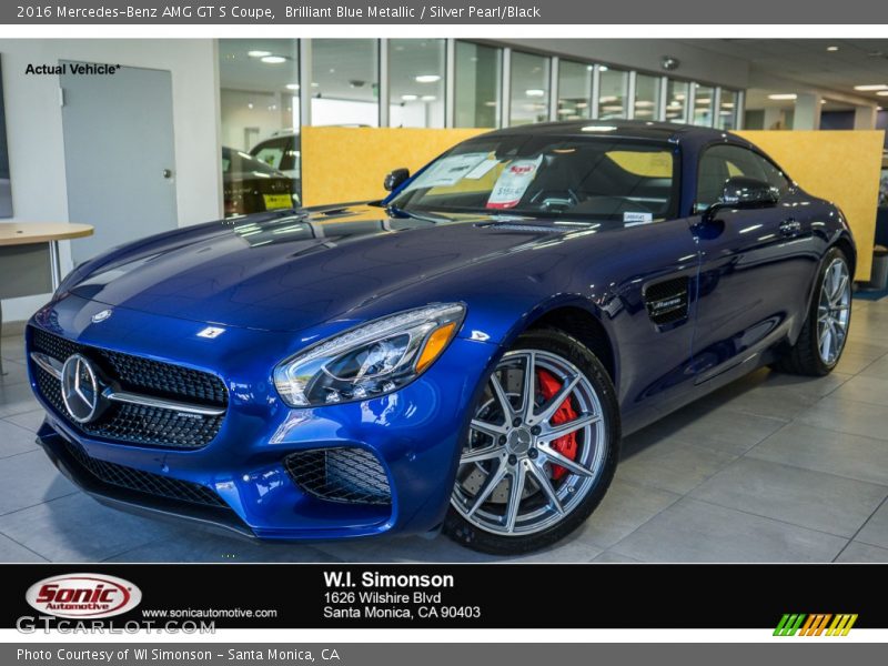 Brilliant Blue Metallic / Silver Pearl/Black 2016 Mercedes-Benz AMG GT S Coupe