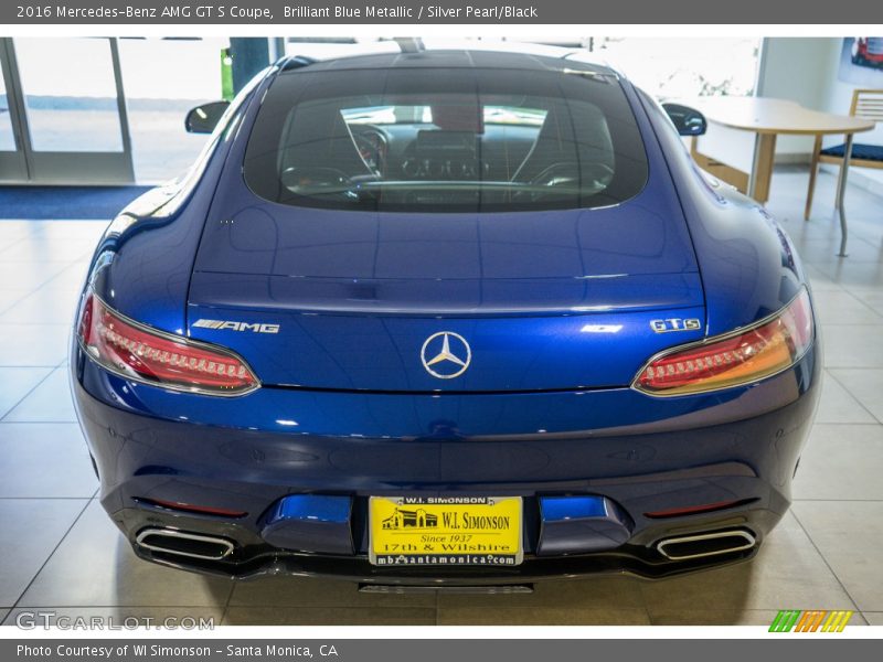 Brilliant Blue Metallic / Silver Pearl/Black 2016 Mercedes-Benz AMG GT S Coupe