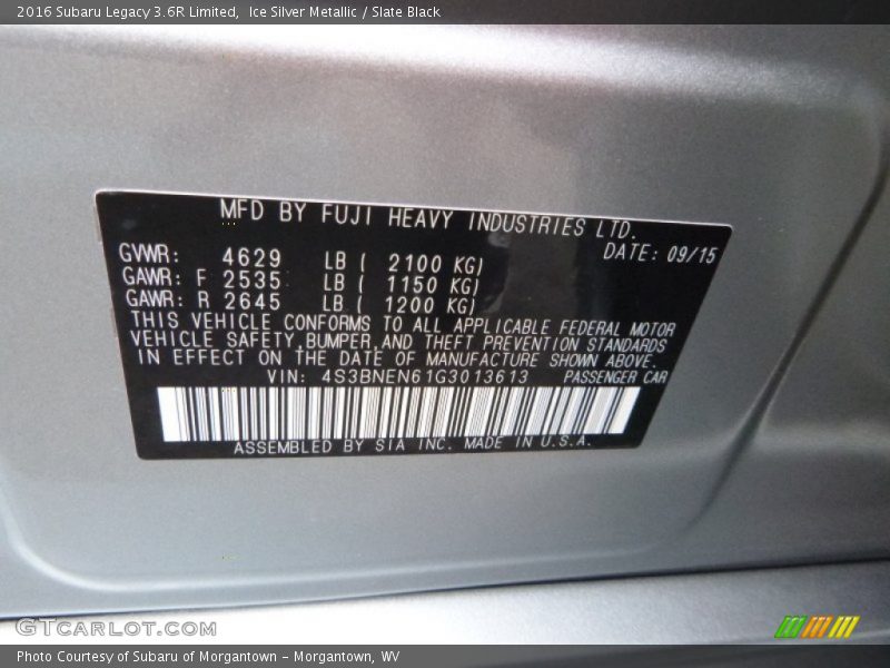 Ice Silver Metallic / Slate Black 2016 Subaru Legacy 3.6R Limited