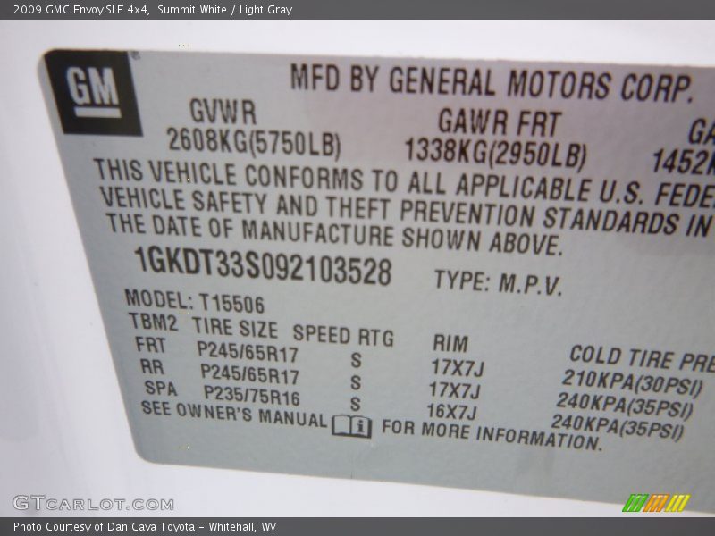 Summit White / Light Gray 2009 GMC Envoy SLE 4x4