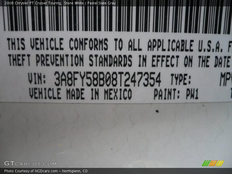 Stone White / Pastel Slate Gray 2008 Chrysler PT Cruiser Touring