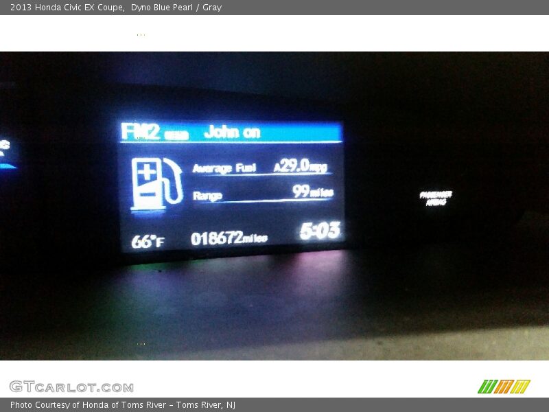 Dyno Blue Pearl / Gray 2013 Honda Civic EX Coupe