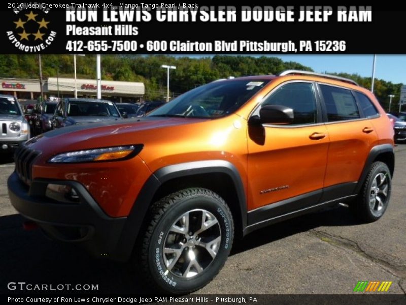 Mango Tango Pearl / Black 2016 Jeep Cherokee Trailhawk 4x4