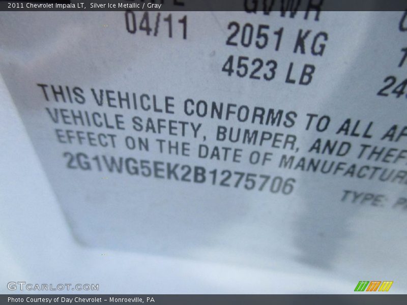Silver Ice Metallic / Gray 2011 Chevrolet Impala LT
