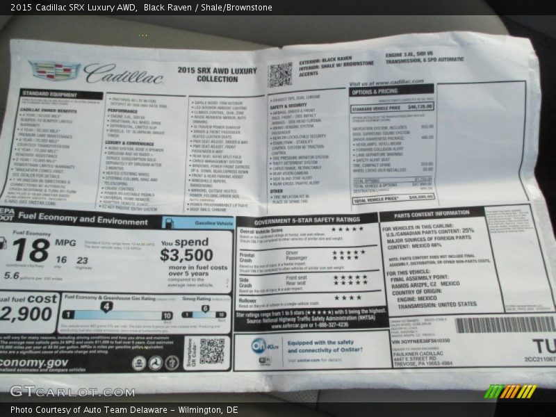 Black Raven / Shale/Brownstone 2015 Cadillac SRX Luxury AWD