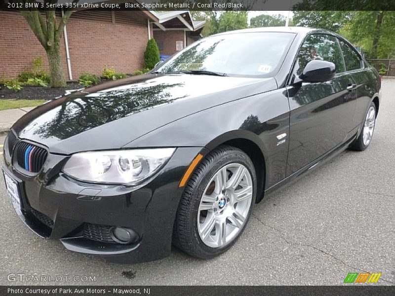 Black Sapphire Metallic / Coral Red/Black 2012 BMW 3 Series 335i xDrive Coupe