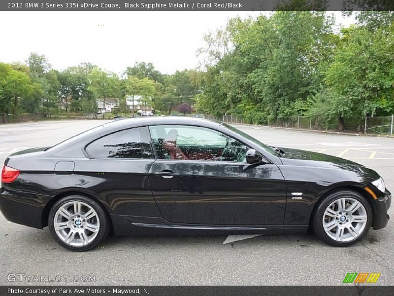 Black Sapphire Metallic / Coral Red/Black 2012 BMW 3 Series 335i xDrive Coupe