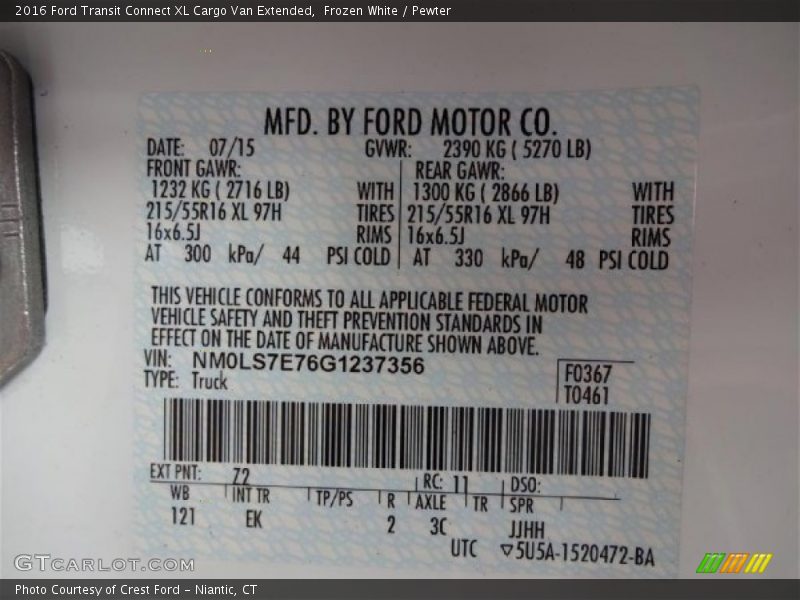 Frozen White / Pewter 2016 Ford Transit Connect XL Cargo Van Extended