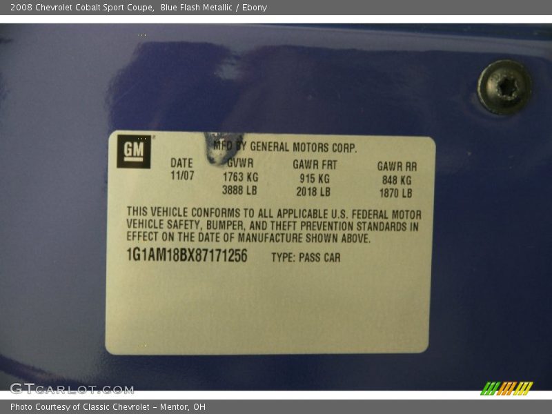 Blue Flash Metallic / Ebony 2008 Chevrolet Cobalt Sport Coupe