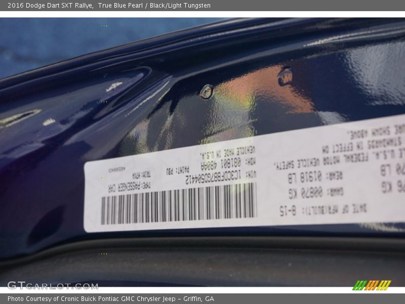 True Blue Pearl / Black/Light Tungsten 2016 Dodge Dart SXT Rallye