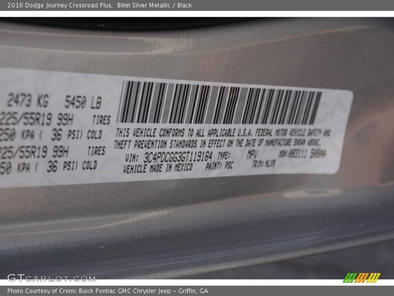 Billet Silver Metallic / Black 2016 Dodge Journey Crossroad Plus