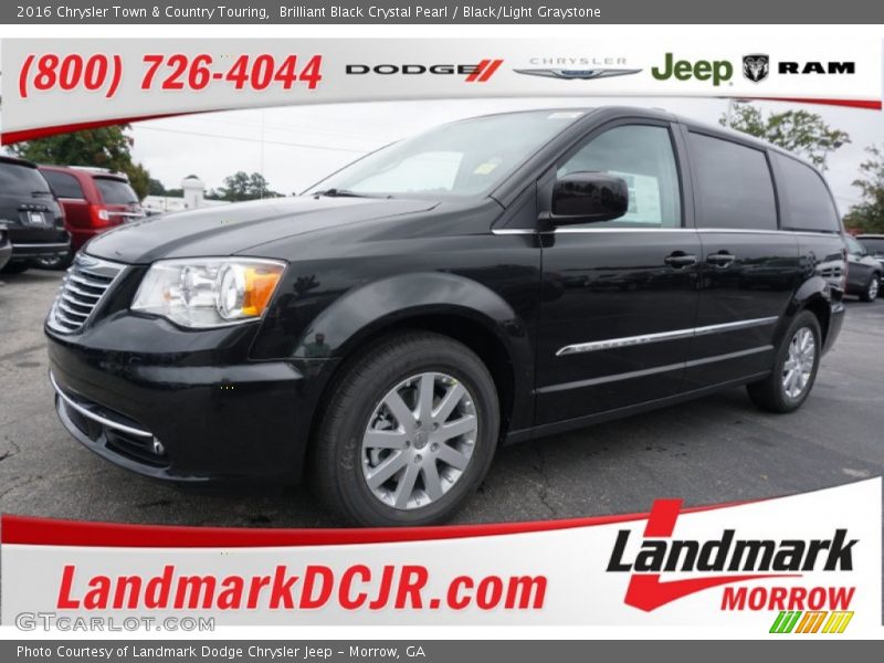 Brilliant Black Crystal Pearl / Black/Light Graystone 2016 Chrysler Town & Country Touring