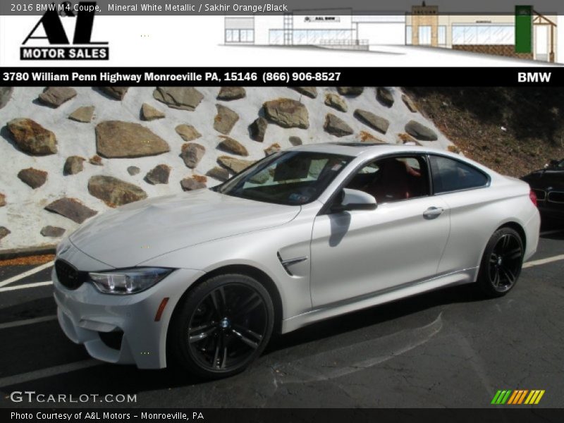 Mineral White Metallic / Sakhir Orange/Black 2016 BMW M4 Coupe
