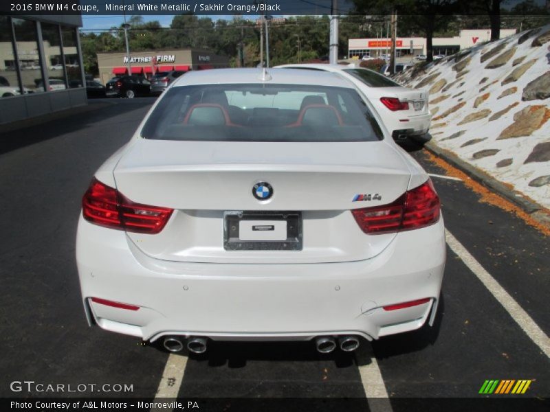 Mineral White Metallic / Sakhir Orange/Black 2016 BMW M4 Coupe