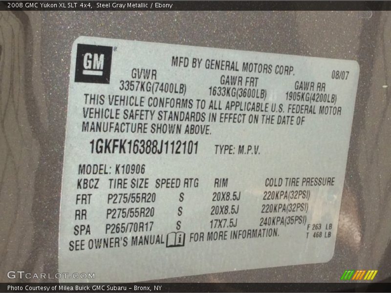 Steel Gray Metallic / Ebony 2008 GMC Yukon XL SLT 4x4