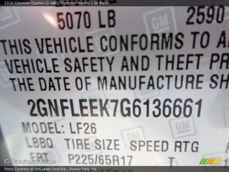 Tungsten Metallic / Jet Black 2016 Chevrolet Equinox LS AWD